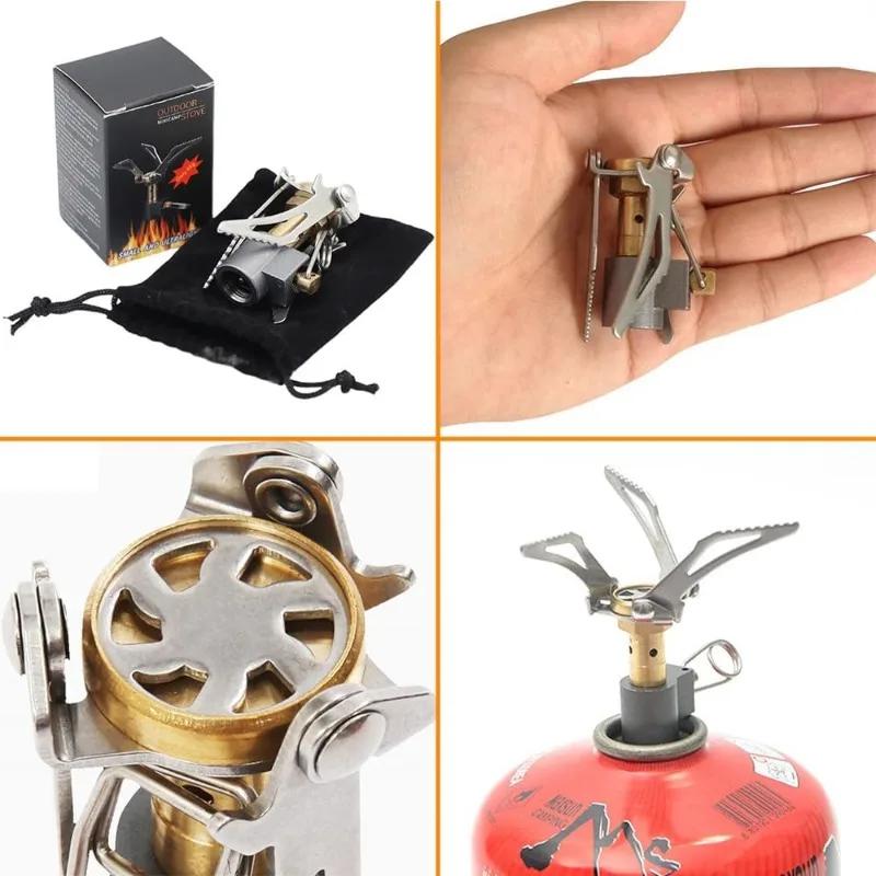Portable Mini Camping Stoves Head Integrated Folding Stove Head Camping Outdoor Integrated Stove Head for Outdoor Camping Hiking