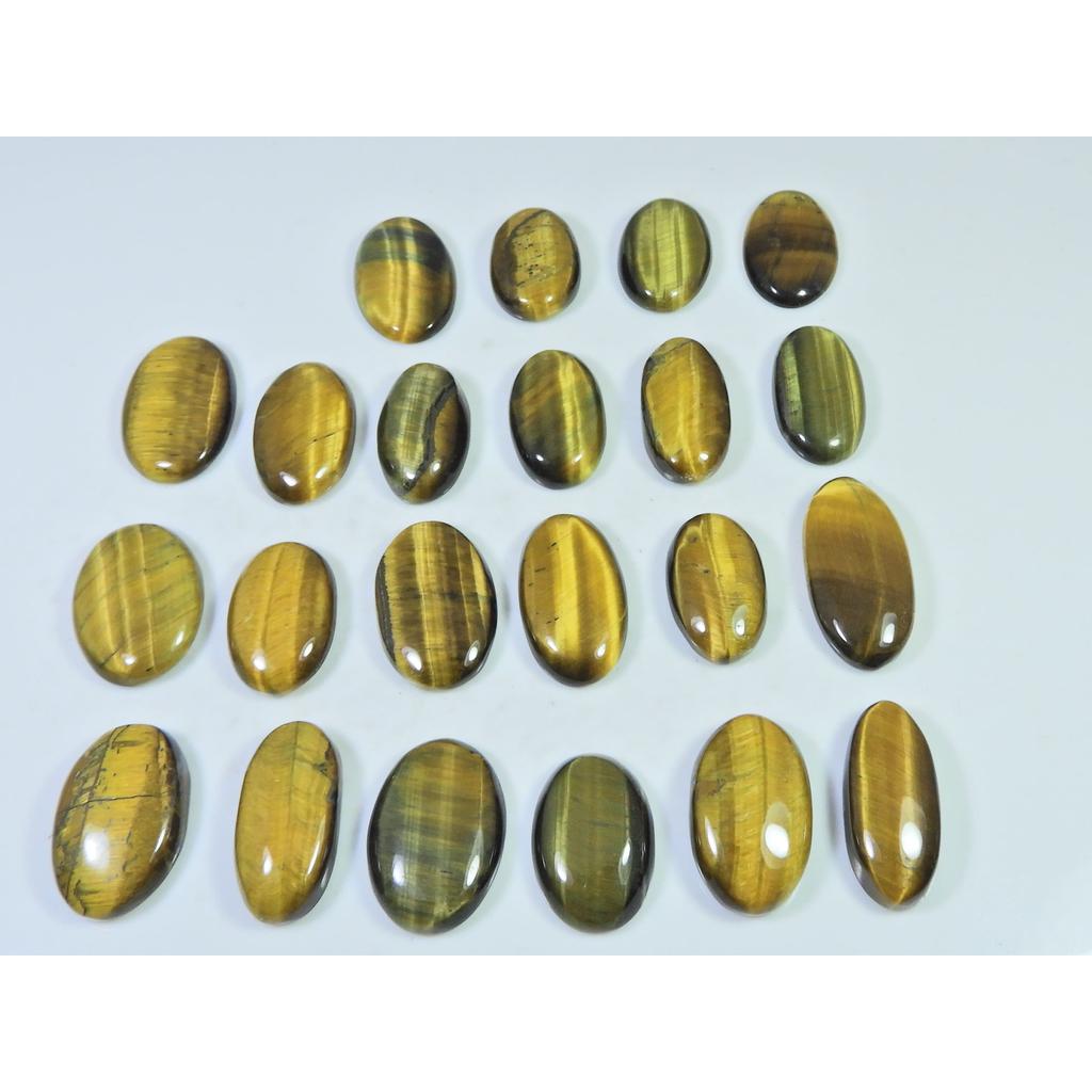 310Cts. Natural Tiger Eye Oval Cabochon Loose Gemstone 22Pcs Lot 20-27 MM C-729
