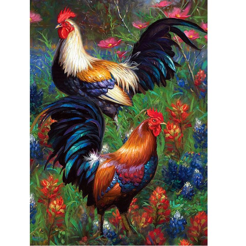 Цыплята DIY 5D алмазная живопись животное курица петух полный круглый смолы Алмазная вышивка мозаика изображение горный хрусталь домашний декор