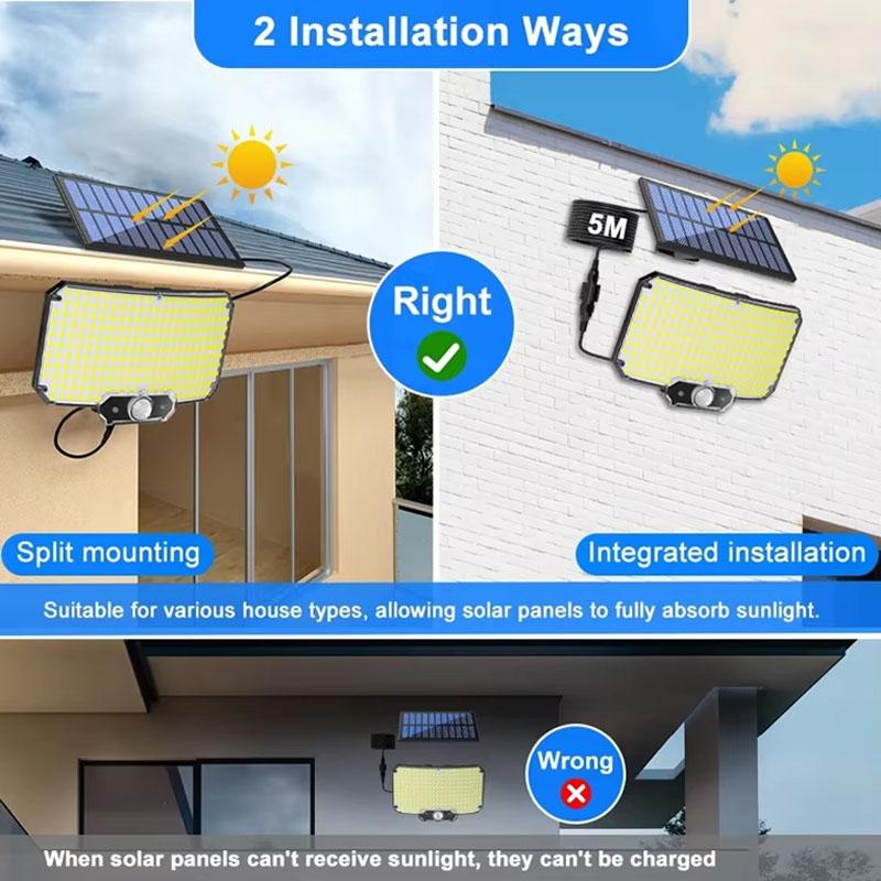 Solar Lights Outside Motion Sensor Solar Powered Security Flood Light Waterproof Wide Angle Remote Control for Wall Shed Garden
