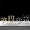 Металлический Шар Квадратная Прозрачная Коробка Орнамент в Стиле Абстрактного Искусства, Шарик из Нержавеющей Стали Модель Акрилового Контейнера, Эстетическое Украшение для Комнаты