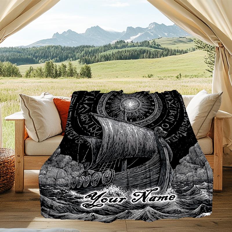 1PC Custom Name Ship Journey outdooor Flannel blankets Patterns Throw Blanket All-Season Soft Gift for Couch, Bed, Camping gifts