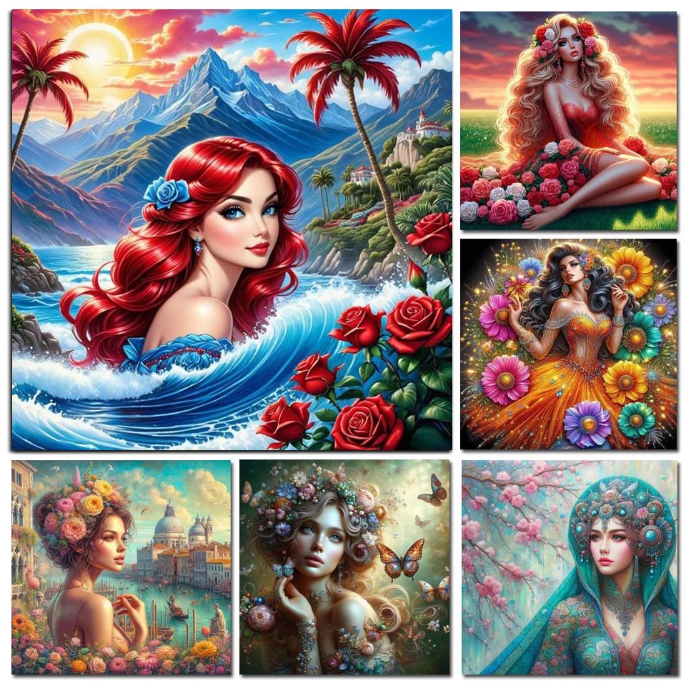DIY 5D алмазная живопись Фэнтези цветок женщина полный круглый квадратный алмаз вышивка мозаика наборы крестиков для домашнего декора подарок