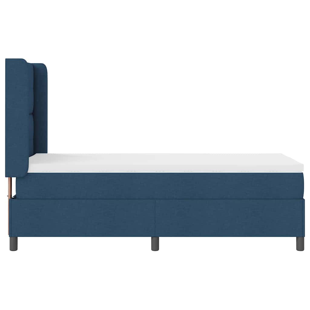 Boxspring bed with pillows and headboard blue 190 x 90 cm fabric