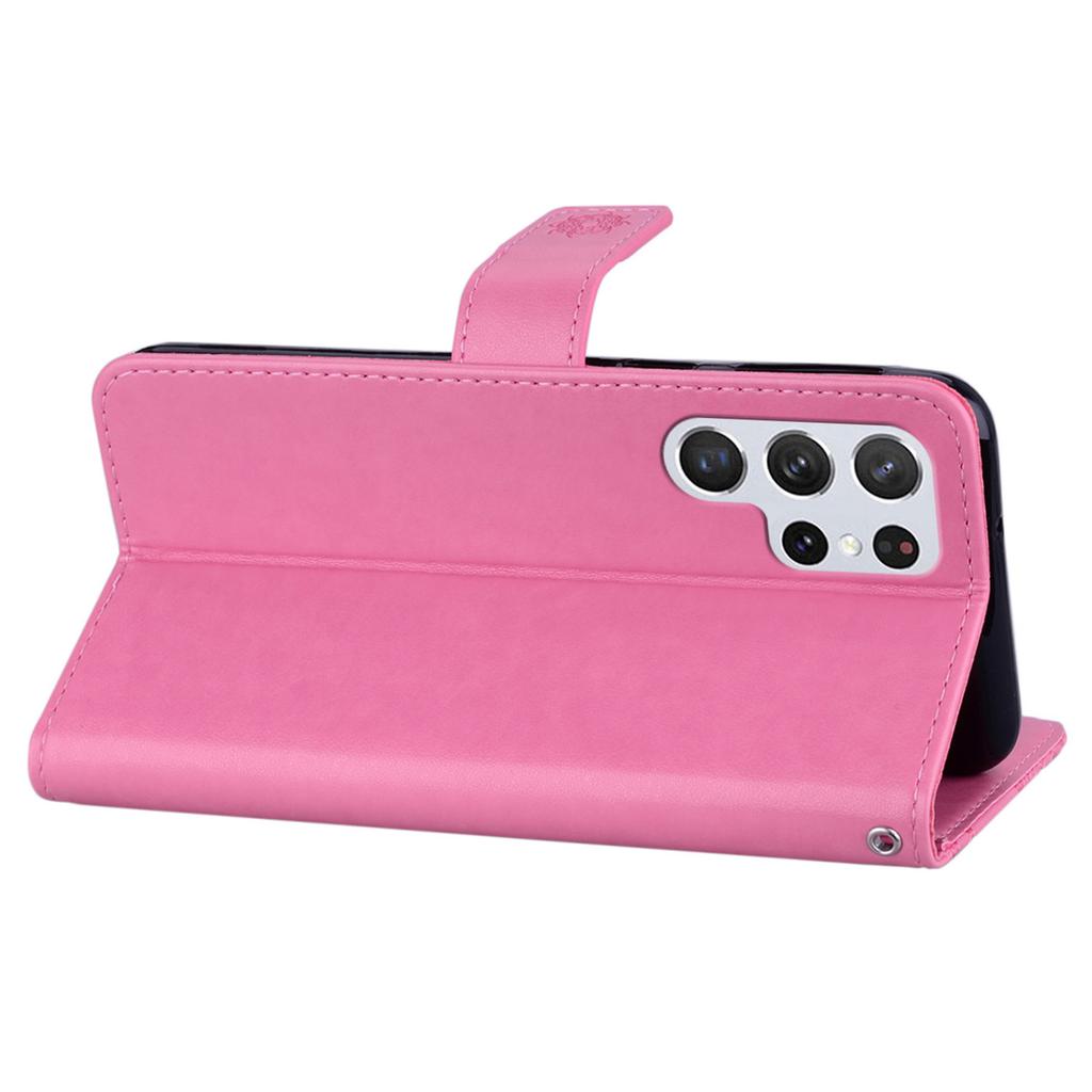 For Samsung Galaxy S24 Ultra Wallet Case Owl Flower Imprinted Rhinestone Leather Cover