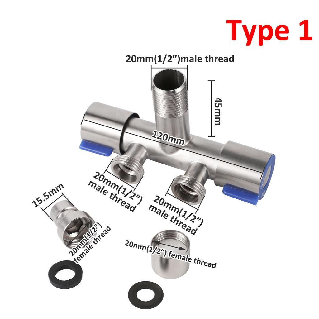 New Bathroom Faucet Double Handle Dual Control Stainless Steel Cold Water Faucet Bathroom Washing Machine Faucet Triangle Valve