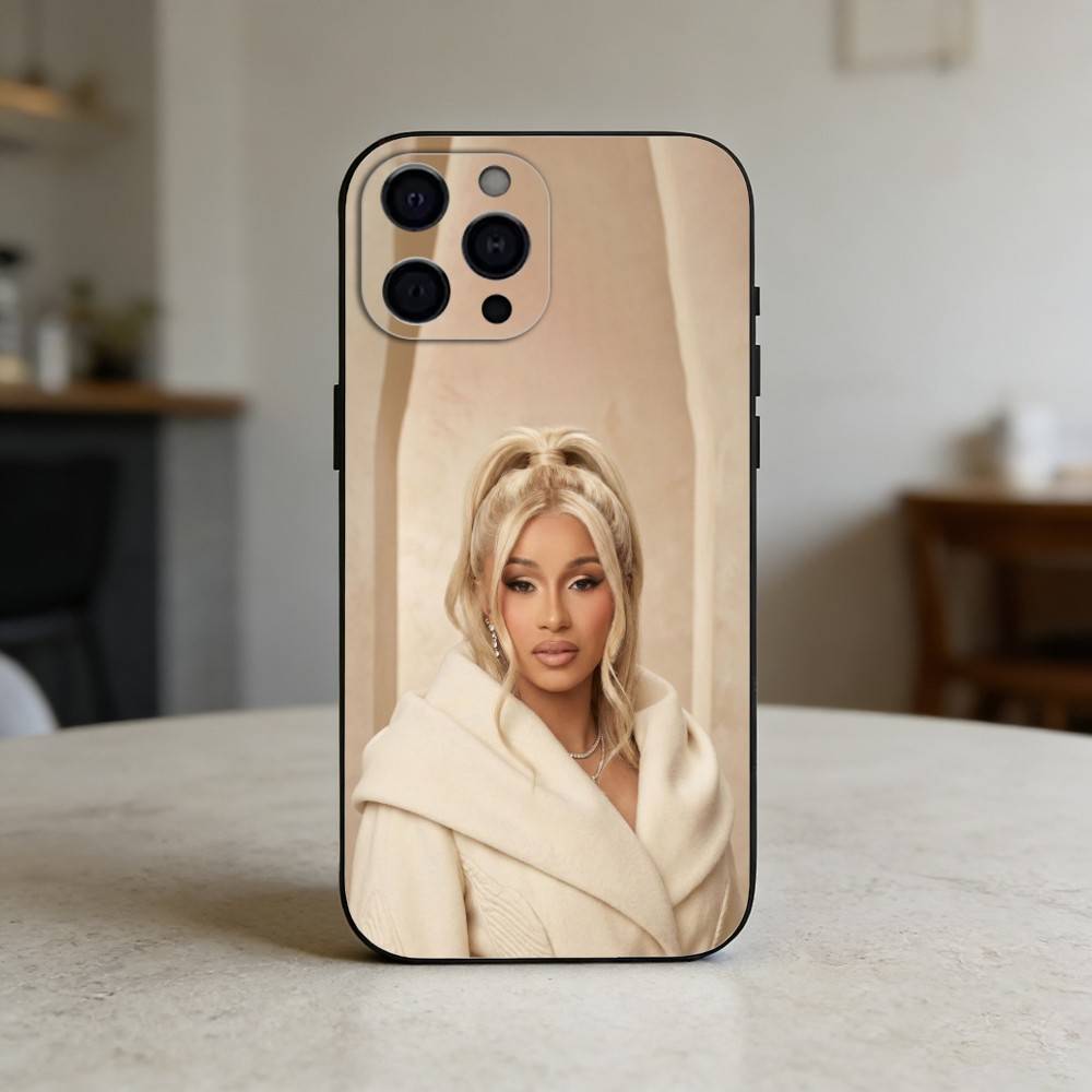 Чехол для телефона рэперши Cardi B для iPhone 17,16,15,14,13,12,11 Plus,Pro,Max,Mini Силиконовый черный Мягкий чехол