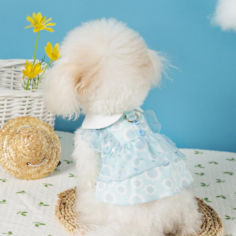 New Teddy Bigbear Pet Lace Dress Small and Medium Dogs Spring and Summer Breathable Cat and Dog Clothes