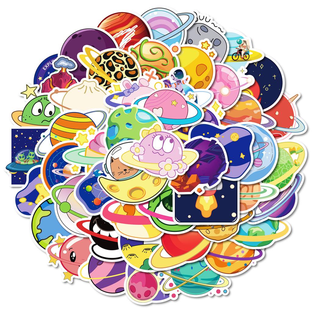 50 Креативных наклеек с планетами Сделай сам Украшение детской комнаты, чашки для воды, скейтборда Неповторяющиеся наклейки