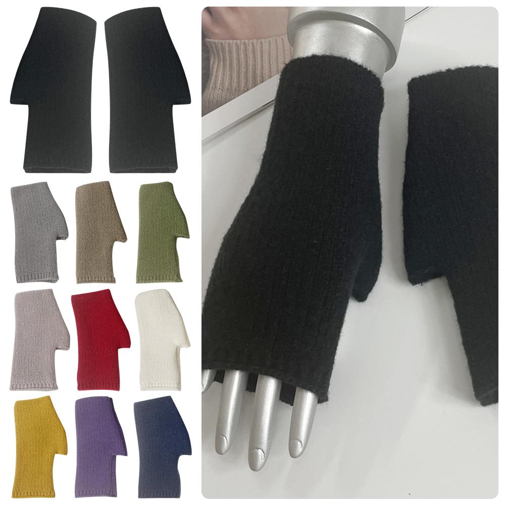 Защита для рук Кашемировые перчатки с открытыми пальцами Вязаные перчатки Митенки с половиной пальца Женские Девичьи