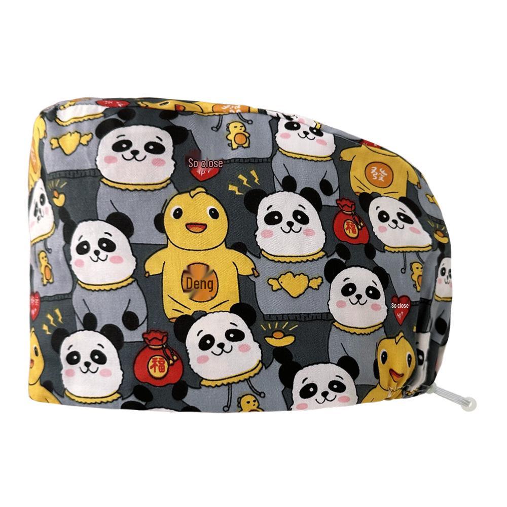 Хирургическая шапочка на кнопках с цветочным принтом для медсестер и врачей