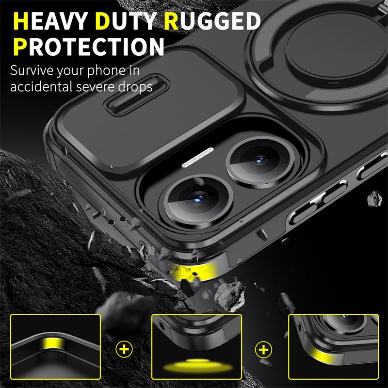 Funda For Xiaomi Poco F7 5G Case Shockproof Armor Magnetic Holder Ring Case For Poko Little F7 F 7 7F PocoF7 Lens Protect Cover