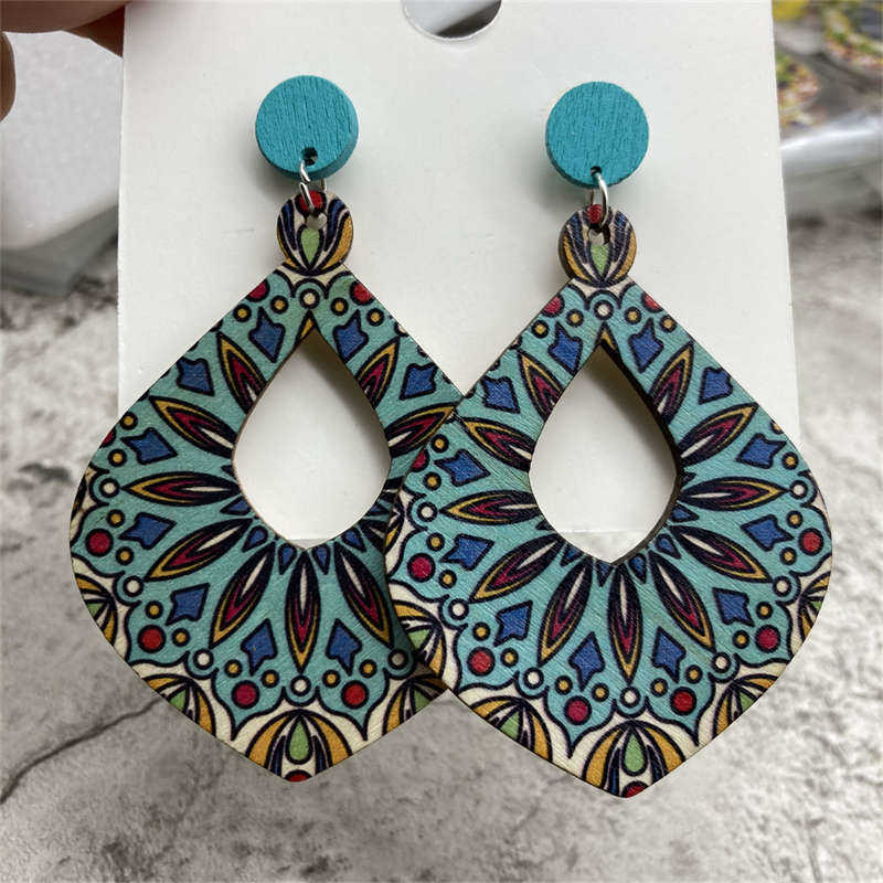 Серьги-подвески с орнаментом Exaggerate Antique Wooden Retro Серьги в стиле бохо