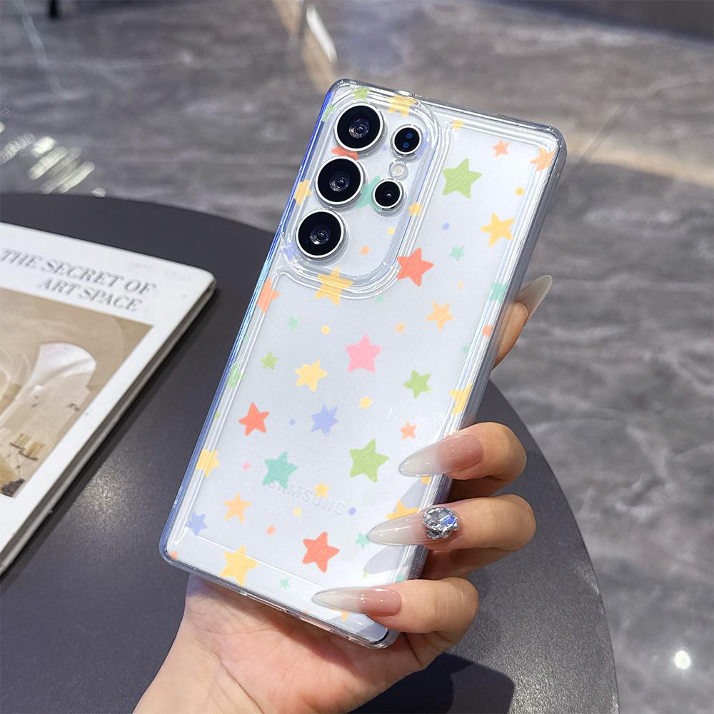 Чехол с узором из разноцветных пастельных звезд для Samsung Galaxy S26 S25 S24 S23 S22 S21 S20 FE Plus Мягкий ТПУ Тонкий Ударопрочный Чехол