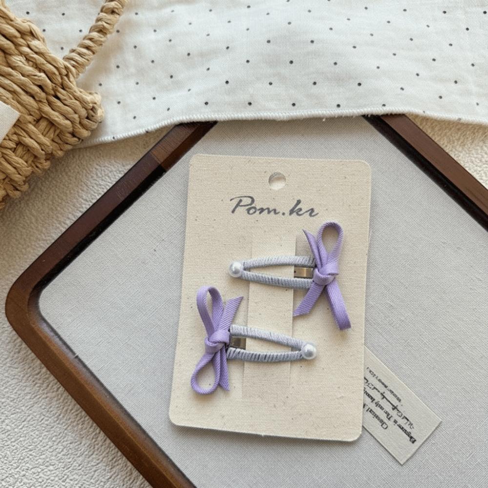 2pcs/set with Bow Design Bow Hair Clips Pearl Side Part Bangs Hairpins New BB Snap Clips for Girls