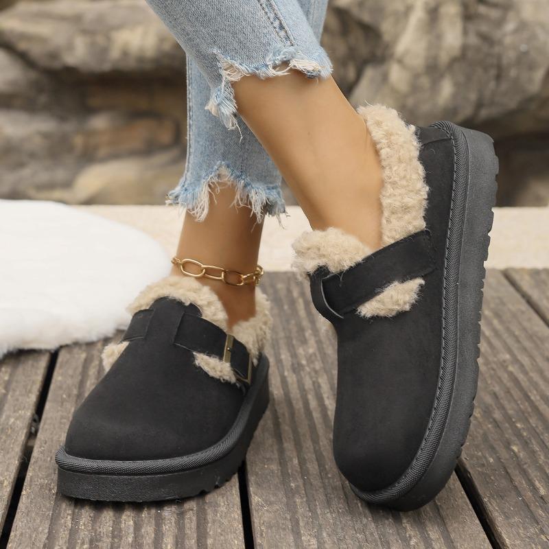 New Luxury Winter Women's Boken Shoes Plush Fashion Retro Bean Shoes Cotton Women's Flat Sole Slippers Platform Women Boots