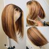 Synthetic fiber women's wig, gradient color short straight hair
