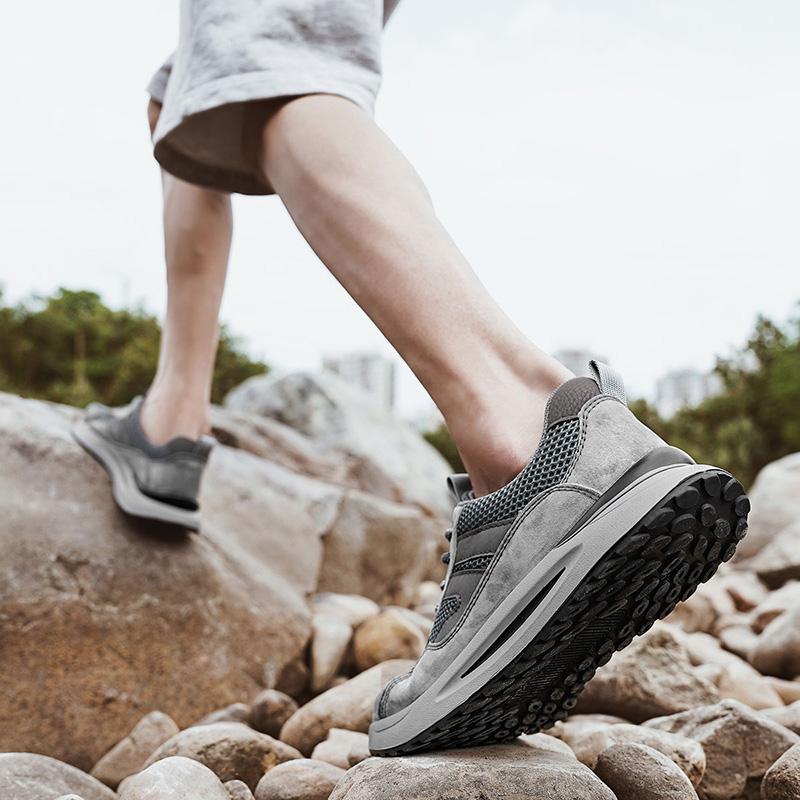 Модные мужские спортивные туфли из натуральной кожи, удобные, дышащие, для отдыха, с сетчатым верхом, для улицы, для бега, новые, трендовые, для путешествий