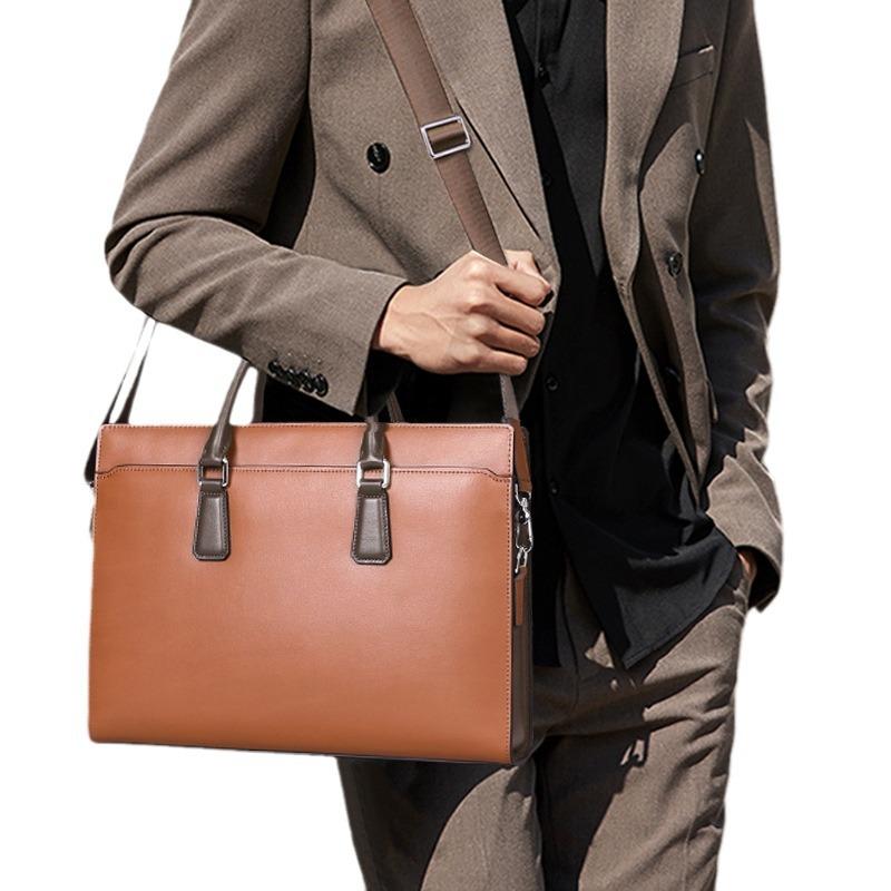 Men's Handbag Genuine Leather Anti-theft Password Lock Men's Computer Document Bun Top Layer Cowhide Business Bag