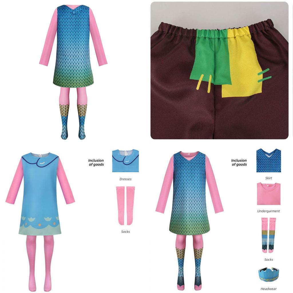 Милый фэнтезийный костюм для косплея тролля Поппи, платье, аниме, Хэллоуин, сценический наряд