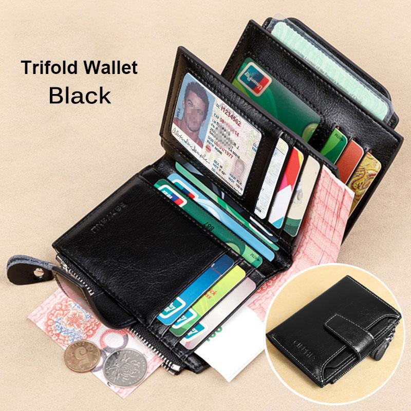 Винтажный женский кошелек из натуральной кожи с блокировкой RFID, короткий многофункциональный кошелек большой емкости на молнии, зажим для денег