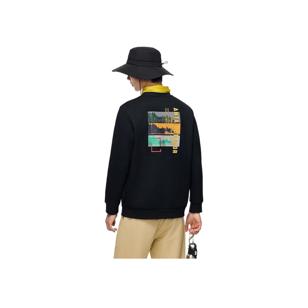Anta Толстовка с круглым вырезом и принтом в виде буквы Outdoor Series, мужская толстовка Basic-Black 152416706-3