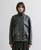TREEMINGBIRD Diagonal Leather Blouson Jumper [ Gray ]
