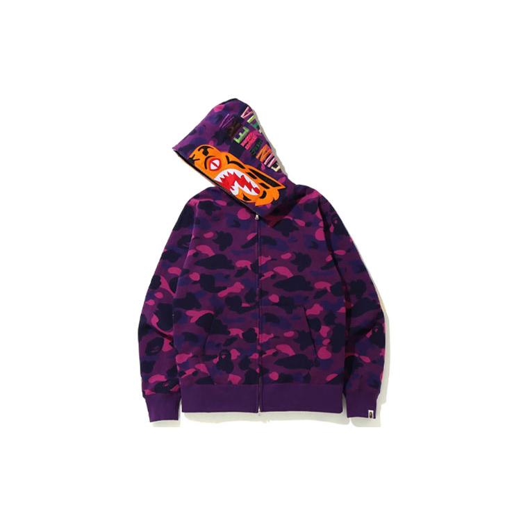 Худи с капюшоном на молнии Bape Color Camo Shark Wide Full Zip Double Hoodie 1G30-115-006