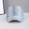 Vintage Chic Star-Shaped Rhinestone Five-Pointed Star Denim Distressed Baseball Cap - Suitable for Beach Vacation