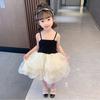 Детские платья без рукавов для маленьких девочек, одежда, белое, черное детское летнее платье принцессы на бретельках, детский праздничный бальный наряд
