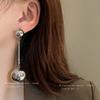 Серьги с кисточками из металлических шариков "Серебряная игла" Серьги с выразительным дизайном Личность Простые модные серьги в холодном стиле