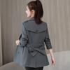 Women's Jacket  Spring Long Sleeves Stand Collar Casual Windbreaker Female Double-breasted With Belt Outerwear