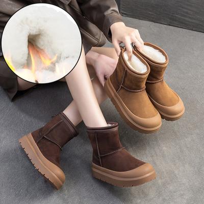 Мягкие теплые удобные шерстяные зимние сапоги с толстой подошвой, нескользящие короткие сапоги, женская обувь