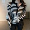 Base Shirt Slim and Fashionable Striped Pullover Sweater Long-sleeved T-shirt Women's Top