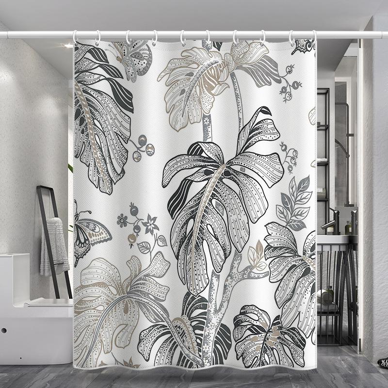Bathroom Thickened Waterproof Curtain Mildew Proof Shower Curtain Shower Partition Curtain Shower Curtain Bathroom Curtain Free Perforation