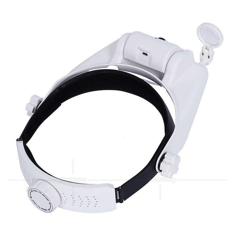 15x Rechargeable USB Head-mounted Magnifying Glass with Three LED Lights for Reading, Repair, and Beauty Inspection.