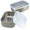 Shimomura Kihan Storage Containers, Set of 2, Deep, Made In Japan, Convenient for Food Preparation, Rust-Resistant, Temporary Storage, with Lid, Squar