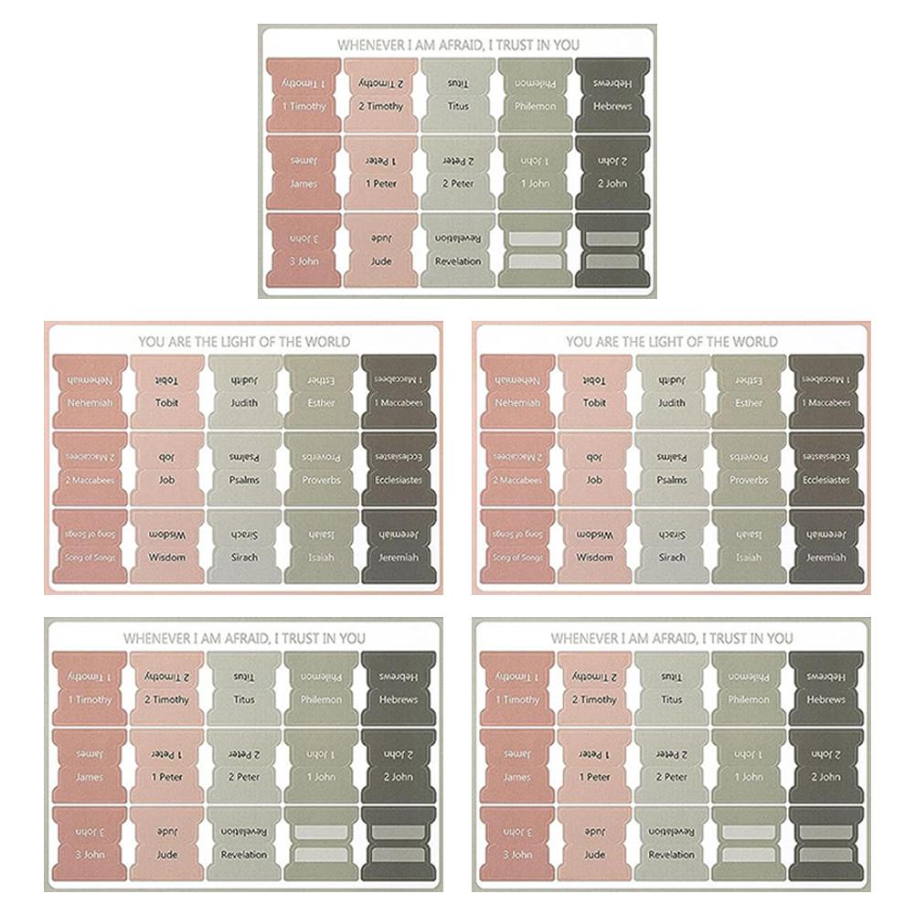 5 листов самоклеящихся бумажных вкладок, закладок, наклеек, библейских индексов, наклеек, крупных ламинированных библейских вкладок для чтения и изучения