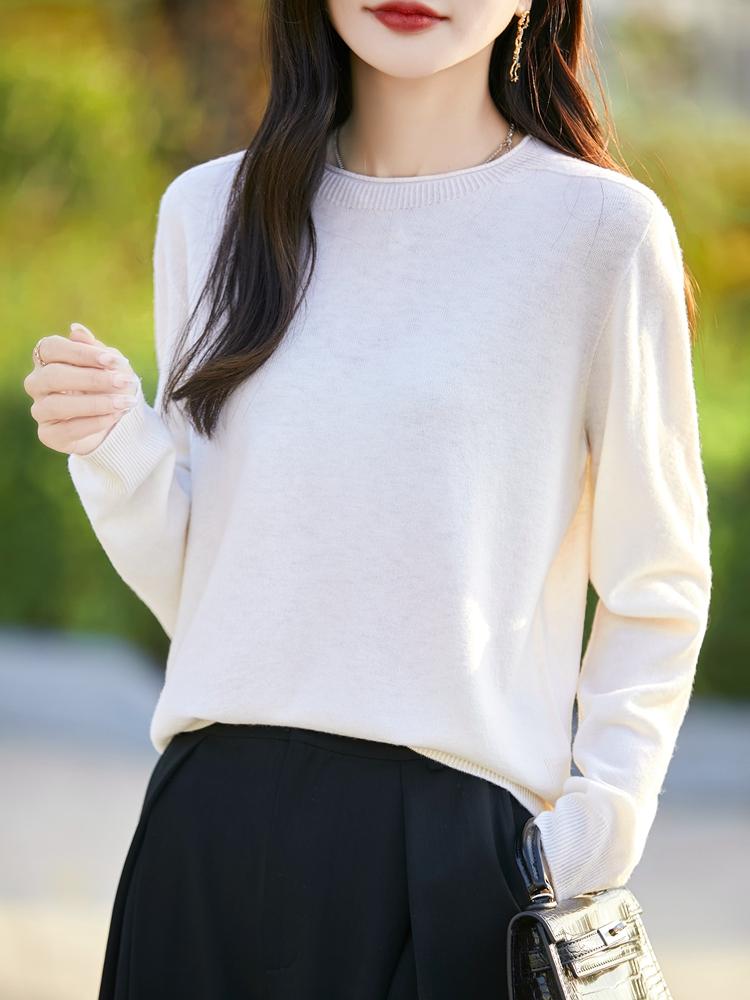 Женский кашемировый свитер Qinghe Cashmere 50% шелк 50% шерсть Осень и зима Кашемировый пуловер Мягкий и теплый