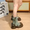 Design Sense Niche Denim Trouser Boots Women's Spring and Summer New Medium Tube Cigarette Casual Thick-soled Martin Boots