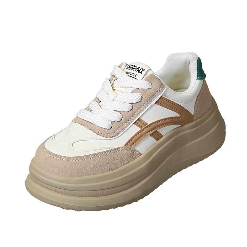 Gu Yunshu with Skirt Platform White Shoes Women's Autumn Sports Shoes Running Shock Absorption Retro Height Increase German Training Board Shoes Women