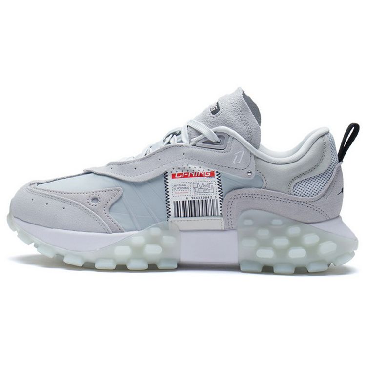 Li-Ning Overload Fabric Leather Trend Shock Absorbing Non-Slip Wear-Stick Low-Top Sports Casual Shoes Мужские кроссовки светло-серые AZGS081-2