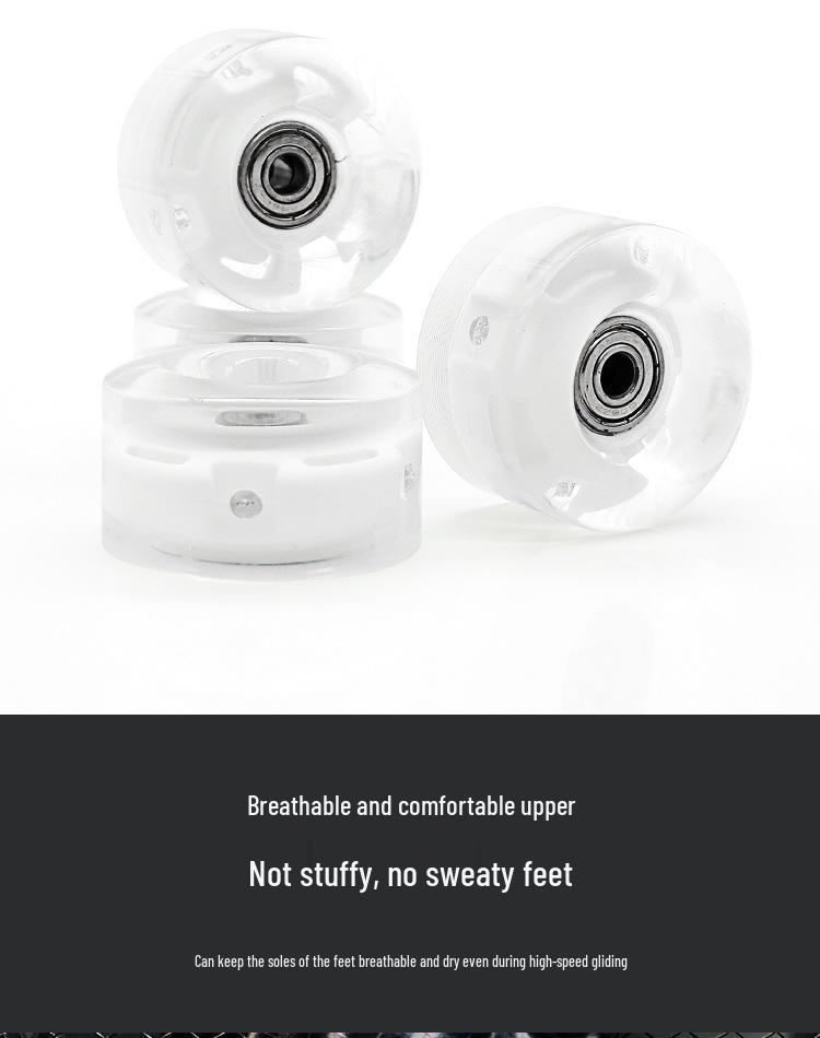 Розово-красные двухрядные роликовые коньки для взрослых с мигающими колесами - Кожаный стиль