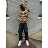 Striped Print Loose Fit Hoodie Unisex Streetwear Casual Long Sleeve Pullover