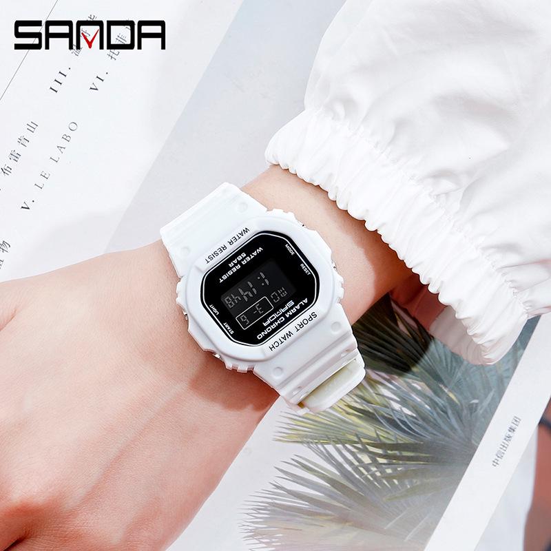 Sanda Multifunctional Waterproof Luminous Square Sport Watch - Fashionable Student Wristwatch