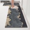 Kitchen Printed PU Leather Floor Mat Washable Dirt Resistant Mat Large Area Carpet
