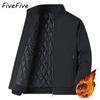 FiveFive Осенняя зимняя куртка мужская среднего возраста большого размера Свободная плюс хлопок утолщенная теплая стойка воротник пальто мода повседневная папа