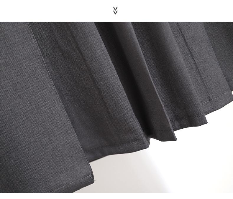 Французская серая плиссированная миди-юбка А-силуэта неправильной формы - Высокая талия, Лето 2025