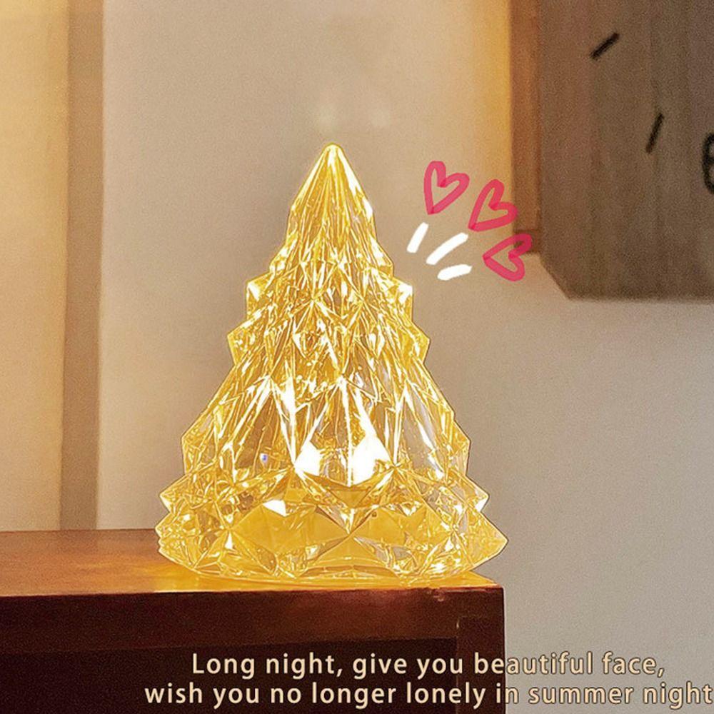 2pcs LED Lighting Christmas Tree Crystal  Lamp Atmosphere Night Light Electronic Candle Lamp  Home