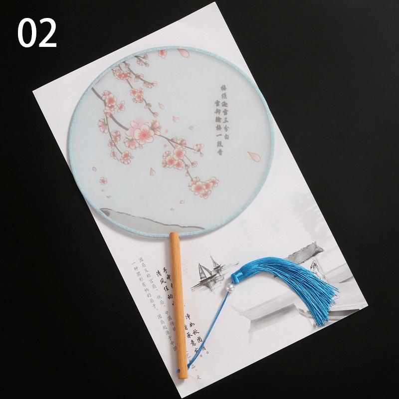 1шт классические печатные кисточки с длинной ручкой круглые веера круглый свадебный веер